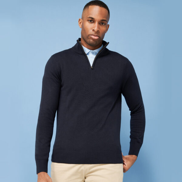 H729 Henbury Zip Neck Sweater