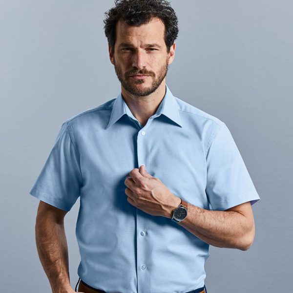 Russell 923M Short Sleeve Tailored Oxford Shirt Cressco