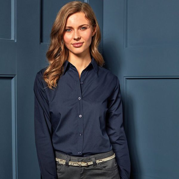 PR300 Premier Ladies Long Sleeve Poplin Blouse Cressco